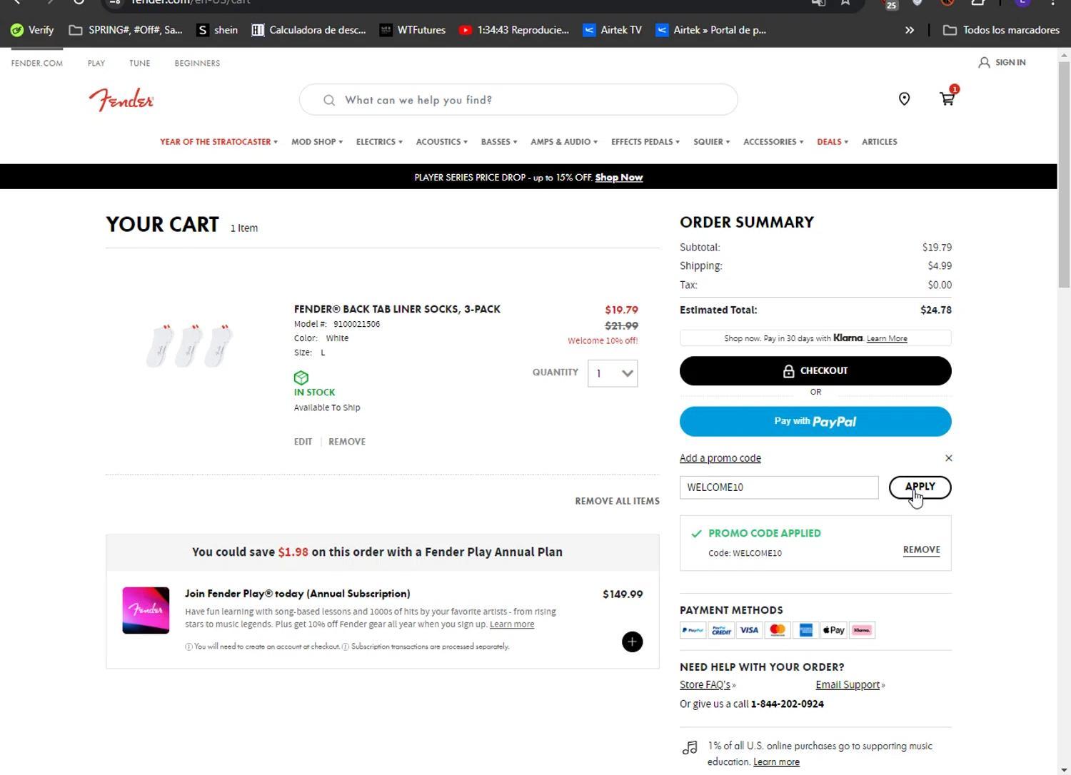 How to apply Fender coupon code